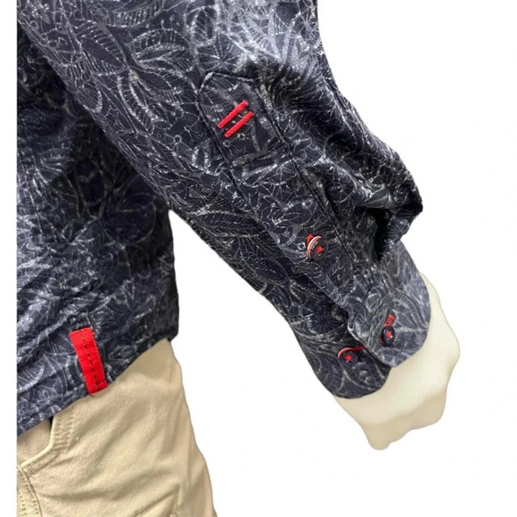 Daniel Hechter Blue Printed Long Sleeve Button Down Dress Shirts Size Large - Picture 5 of 10